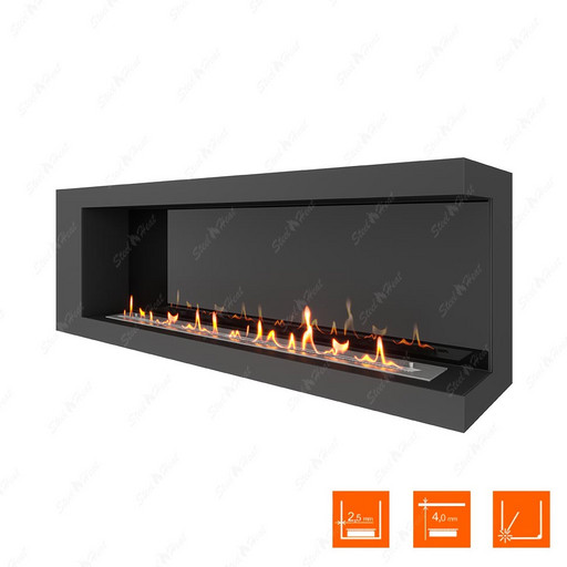 Биокамин угловой SteelHeat LONG 1500 правый (Стемалит)