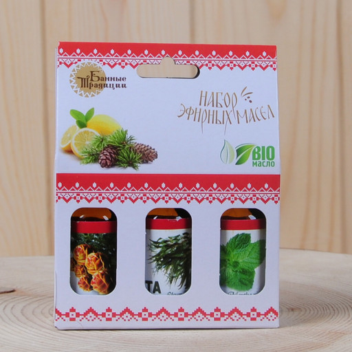 Набор масел "Банные Традиции" 3*15 мл (пихта, эвкалипт, мята)