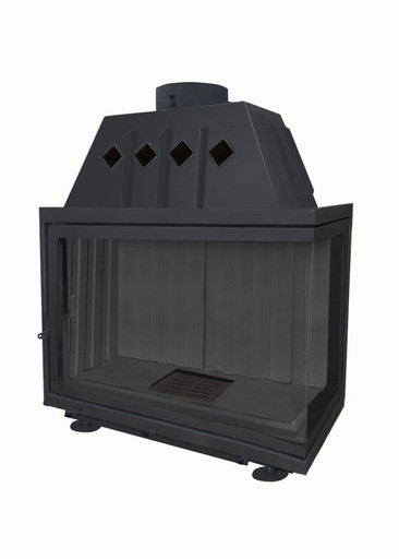 Каминная топка Экокамин Альфа 1000 RB два стекла правая черный шамот