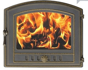 Дверка каминная Везувий стекло 224 бронза