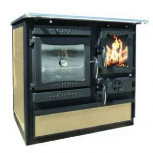 Печь-камин чугунная Гуча Гуливер кремовая с т/о левая