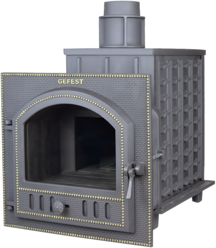 Чугунная банная печь ПБ-03 П Гефест (Панорама) до 25 м3