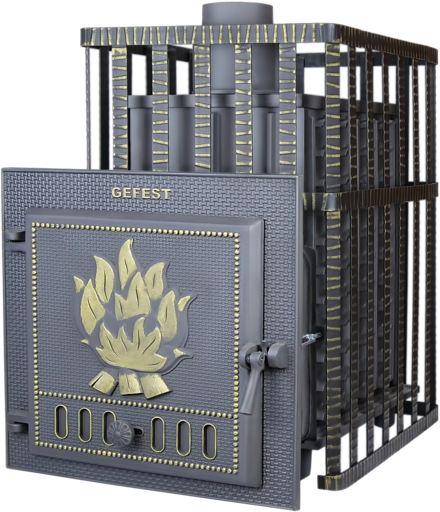 Чугунная банная печь ПБ-03С ЗК Гефест закрытая каменка до 28м3