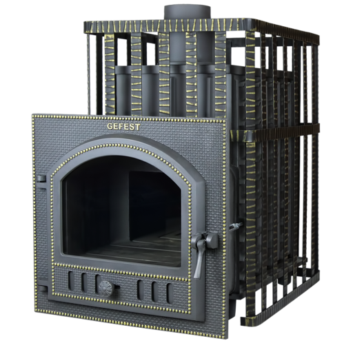 Чугунная банная печь ПБ-03ПС ЗК Гефест закрытая каменка до 28м3