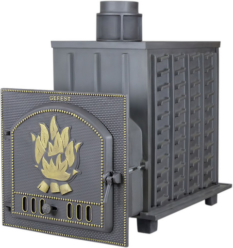 Чугунная банная печь ПБ-02 ЗК Гефест закрытая каменка до 40м3