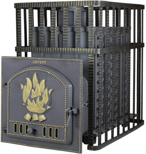 Чугунная банная печь ПБ-01С ЗК Гефест закрытая каменка до 50м3