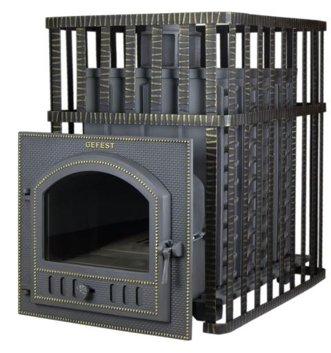 Чугунная банная печь ПБ-01МС ЗК Гефест закрытая каменка до 50м3