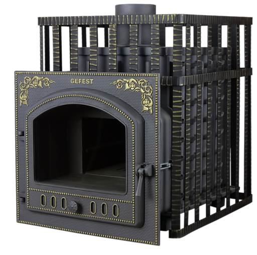 Чугунная банная печь ПБ-02ПС ЗК Гефест закрытая каменка до 40м3