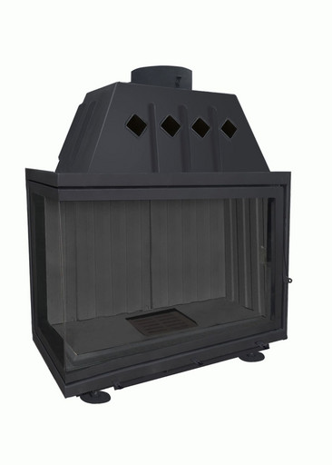 Каминная топка Экокамин Альфа 1000 LB два стекла левая черный шамот