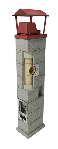 Одноходовая шамотная система с вентканалом DV=140 мм 12 пм