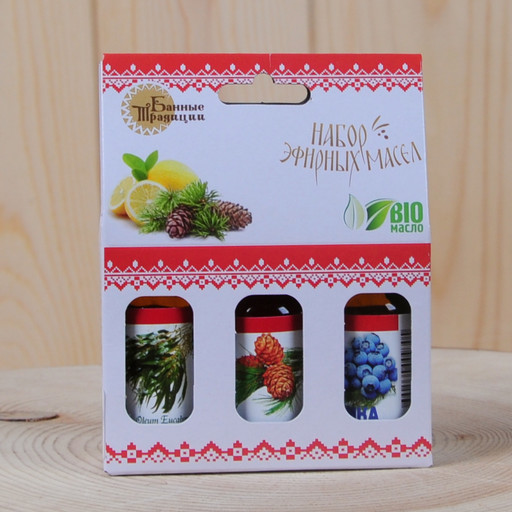 Набор масел "Банные Традиции" 3*15 мл (эвкалипт, кедр, можж-к)