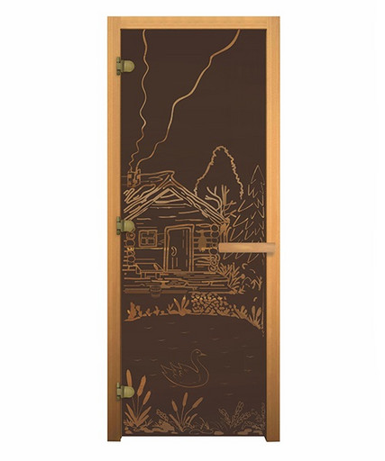 Дверь стекло Бронза "Банька" 1900х700 (8мм, 3 петли 710 CR) (Осина) Левая