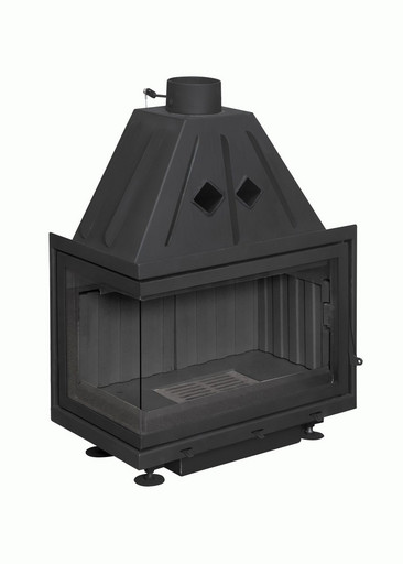 Каминная топка Экокамин Альфа 700 LB два стекла левая черный шамот