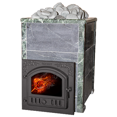 ОБЛИЦОВКА ДЛЯ ЧУГУННОЙ БАННОЙ ПЕЧИ - ПБ-04 ОПТИМА 1 КОМБИНИРОВАННЫЙ КАМЕНЬ