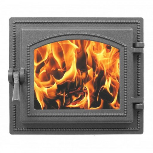 Дверка каминная ВЕЗУВИЙ  Стекло 260 (Антрацит)