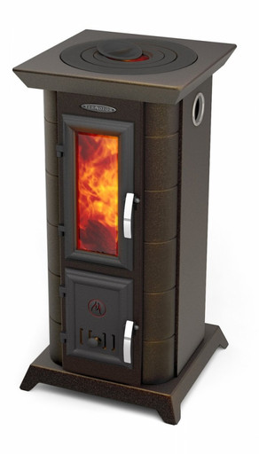 Статика Тетра черная бронза отопительно-варочная печь-камин