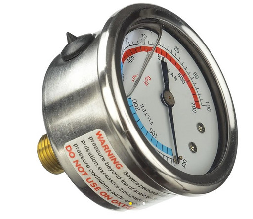 Манометр в стальном корпусе  верх подк 100PSI