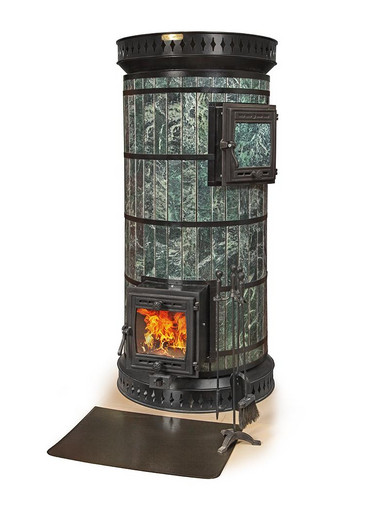 Печь банная "Русская баня" закрытая каменка в облицовке Змеевик КДМ