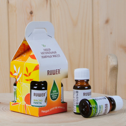 Набор масел "Рушер" 4*10 мл (сосна, апельсин, эвкалипт, пихта)