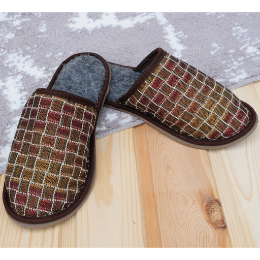 Тапочки закрытые "Гобелен. Коричневый" муж.