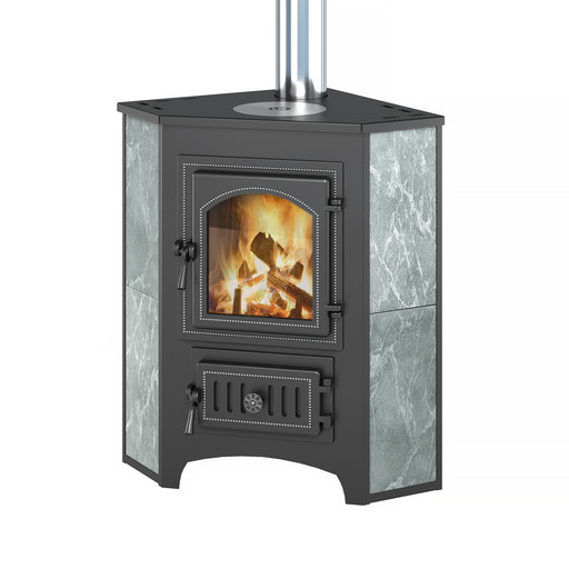 Печь-Камин Везувий ПК-01 (220) угловой с конфоркой, талькохлорит
