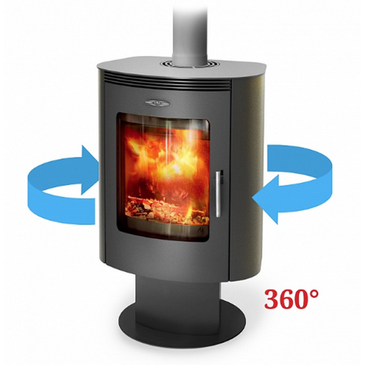 Печь-камин "Визиера" поворотная на 360° черная бронза