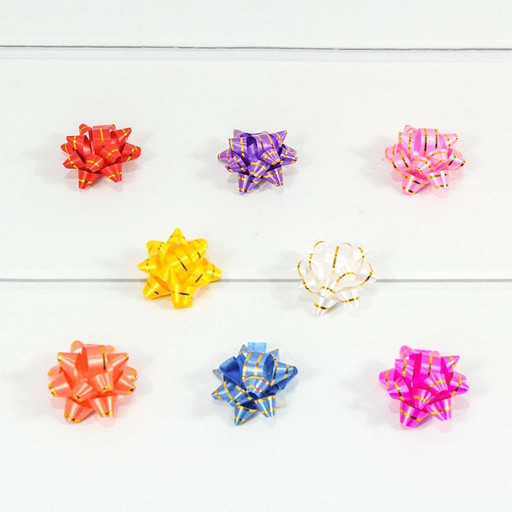 500560-15 Бант "Звезда" на липучке с золотой полосой 3,8см (100 штук в упаковке) 1/48