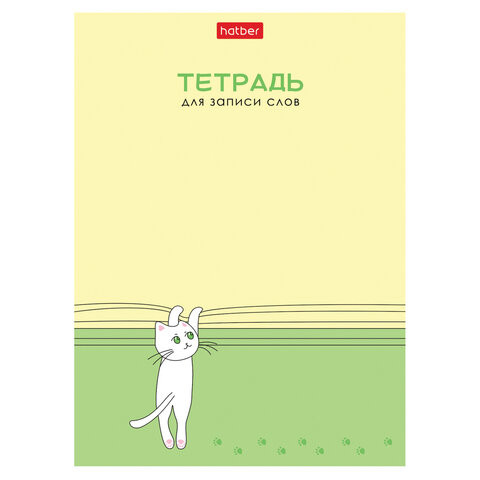 Тетрадь-словарь для записи иностранных слов А6 24 л., скоба, линия, HATBER, "Умный котик", 090006, 24Т6В5_29740