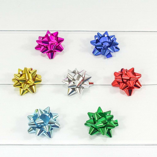 500559-25 Бант-звезда 6,3 см на липучке металл (микс) 1/40 1/32 упак.