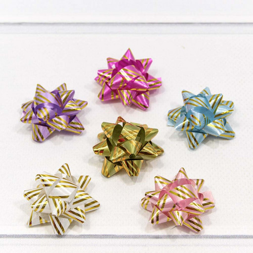 500566-38 Бант-звезда 3,8 см "Золотые полоски" (микс) 1/12 1/100 упак.