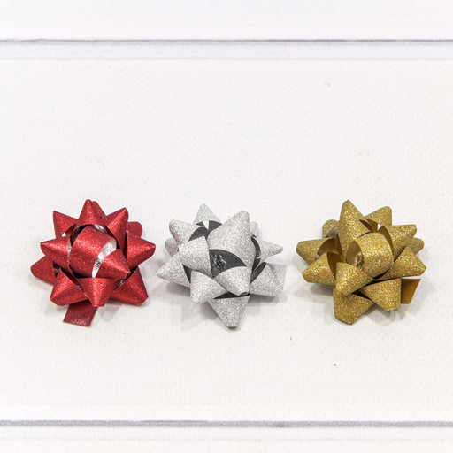 500565-38 Бант-звезда 3,8 см "Матовый блеск" (микс) 1/12 1/100 упак.