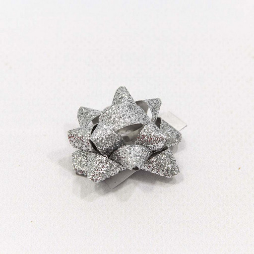 500564-38/2 Бант-звезда 3,8 см "Блеск" Серебряный 1/12 1/100 упак.