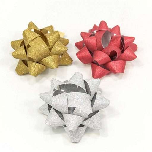 500565-76 Бант-звезда 7,6 см "Матовый блеск" (микс) 1/6 1/40 упак.