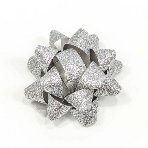 500564-63/2 Бант-звезда 6,3 см "Блеск" Серебряный 1/12 1/72 упак.