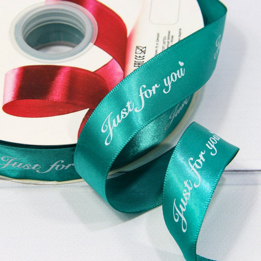 561-25/342 Лента атласная "Just for you" полиэстер 2,5 см*100 ярдов аквамариновый 1/13 1/52