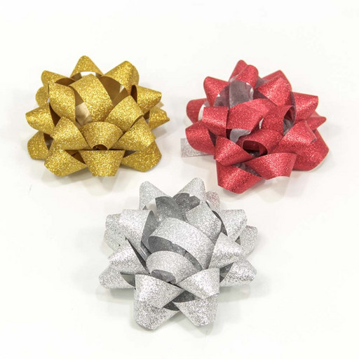 500565-63 Бант-звезда 6,3 см "Матовый блеск" (микс) 1/12 1/72 упак.