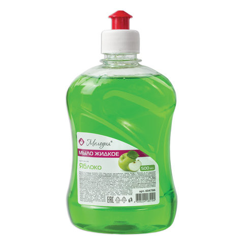 Мыло жидкое 500 мл, МЕЛОДИЯ "Яблоко", пуш-пул, 604786