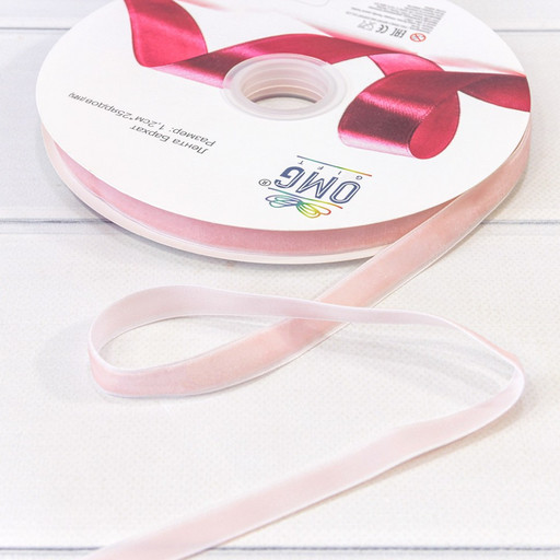 592-12/06 Лента Бархат 1,2см*25ярд Персиковый 1/16 1/64