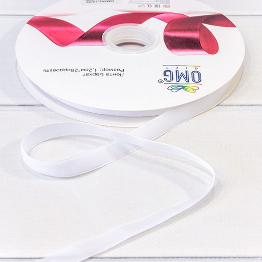 592-12/49 Лента Бархат 1,2см*25ярд Белый 1/16 1/64