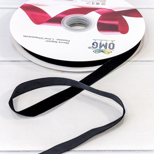 592-12/50 Лента Бархат 1,2см*25ярд Чёрный 1/16 1/64