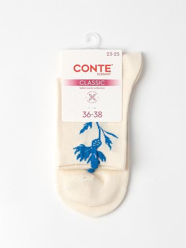 CONTE CLASSIC Удлинённые носки женские из хлопка с пикотом «Василёк»