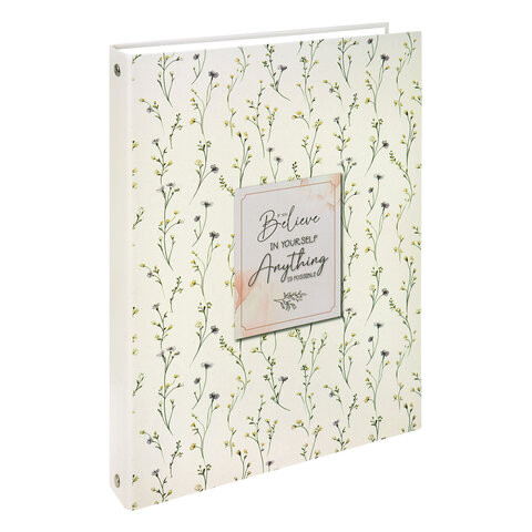 Тетрадь на кольцах БОЛЬШАЯ А4, 215х305 мм, 100 л., твердый картон, клетка, BRAUBERG, "Цветы", 405412