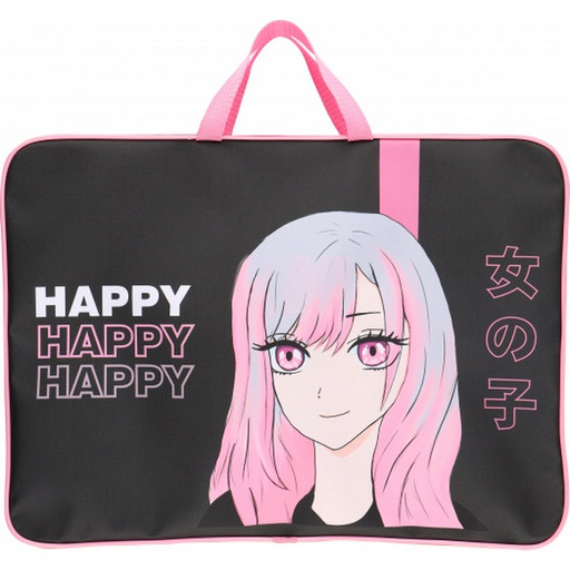 Папка художника, А3, текстильная, с ручками, молния вокруг, КОКОС Happy Anime