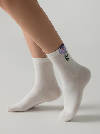 CONTE CLASSIC Удлинённые носки женские из хлопка с пикотом «Крокус»