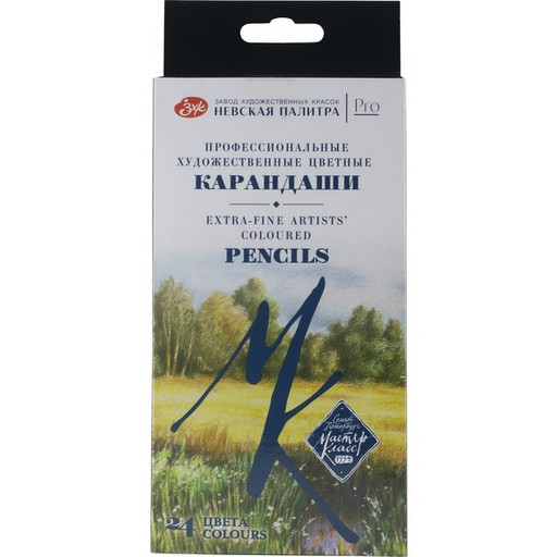 Карандаши цветные художественные PRO 24 шт., деревянные, круглые, Мастер-Класс (в к/к)