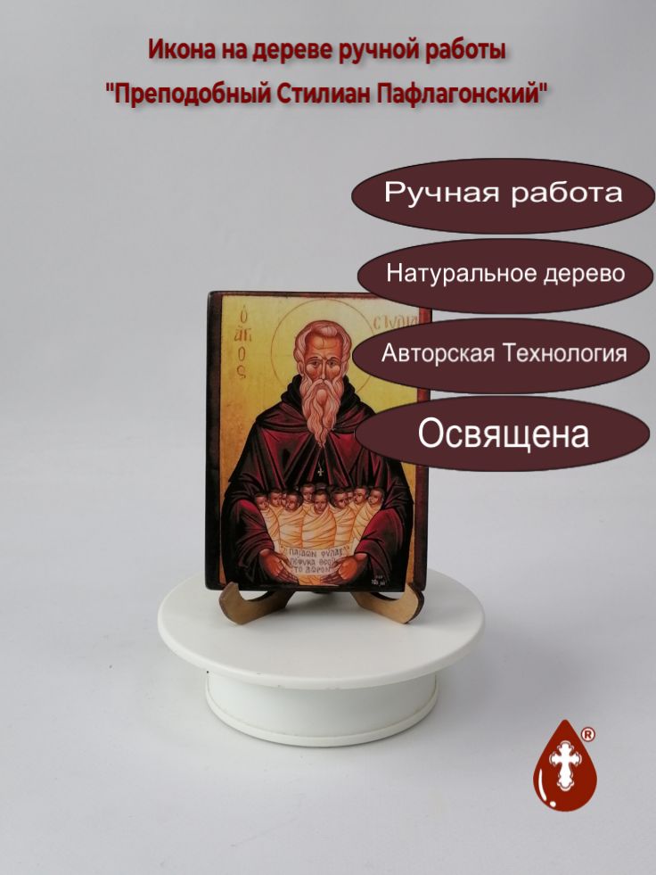 Преподобный Стилиан Пафлагонский, 9x12x1,8 см, арт И215-6 Преподобный Стилиан Пафлагонский, 9x12x1,8 см, арт И215-6