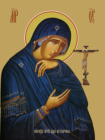 Ахтырская икона божьей матери, 50x100 см, арт Ид22647