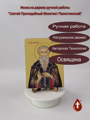 Святой Преподобный Феоктист Палестинский, 12x16x1,8 см, арт Ид4274
