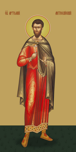 Мерная икона, Артемий Антиохийский, святой, 25x52 см, арт Ид14672