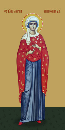 Мерная икона, Марина (Маргарита) Антиохийская, святая, 25x52 см, арт Ид14939